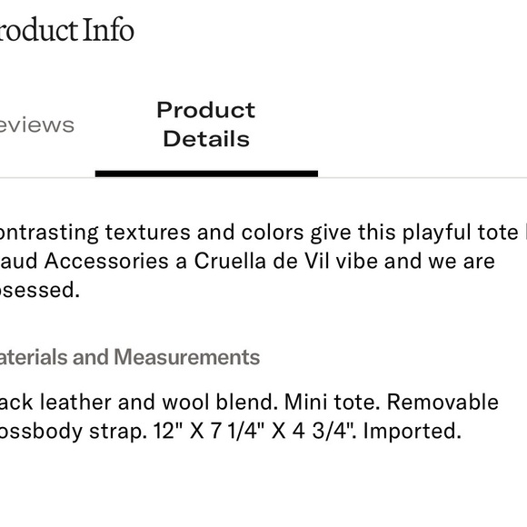 New Staud Ida Mini Tote with Real Wool & Leather - Picture 9 of 9